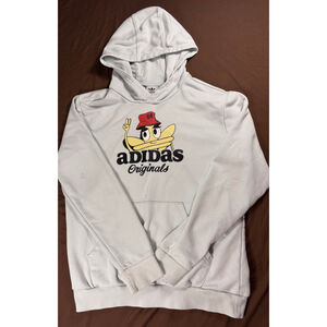 Youth Adidas Originals White Hoodie with Graphic Print Kids L